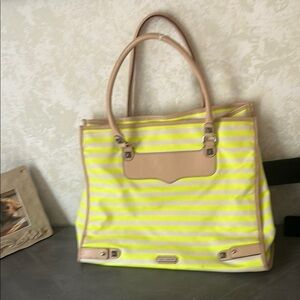 Rebecca Minkoff Stylish Yellow and Tan Tote with Leather Accents